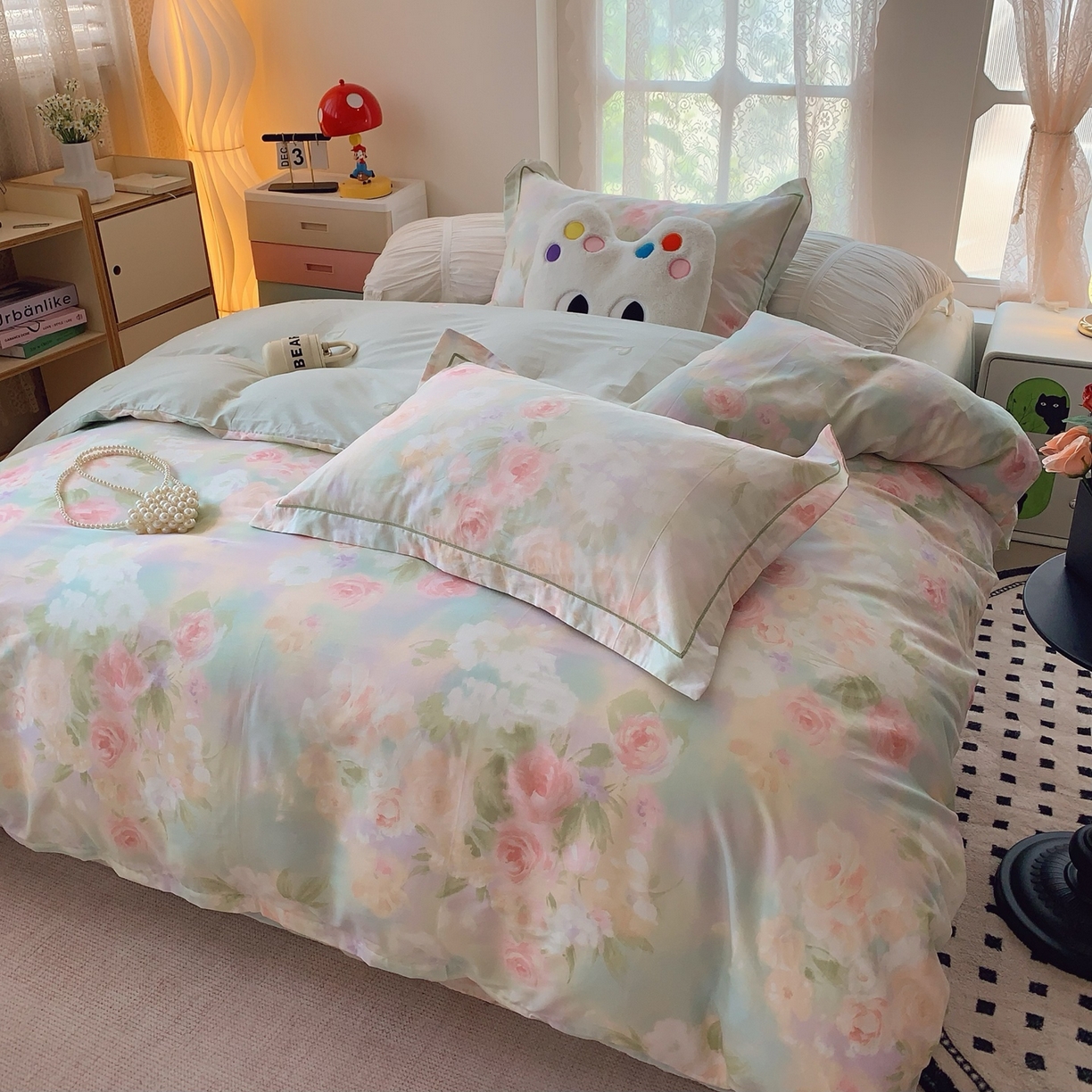 91家纺网 家纺一手货源 找家纺 莱豫家纺 2025新款全棉纯棉小清新印花四件套-第二波 花影