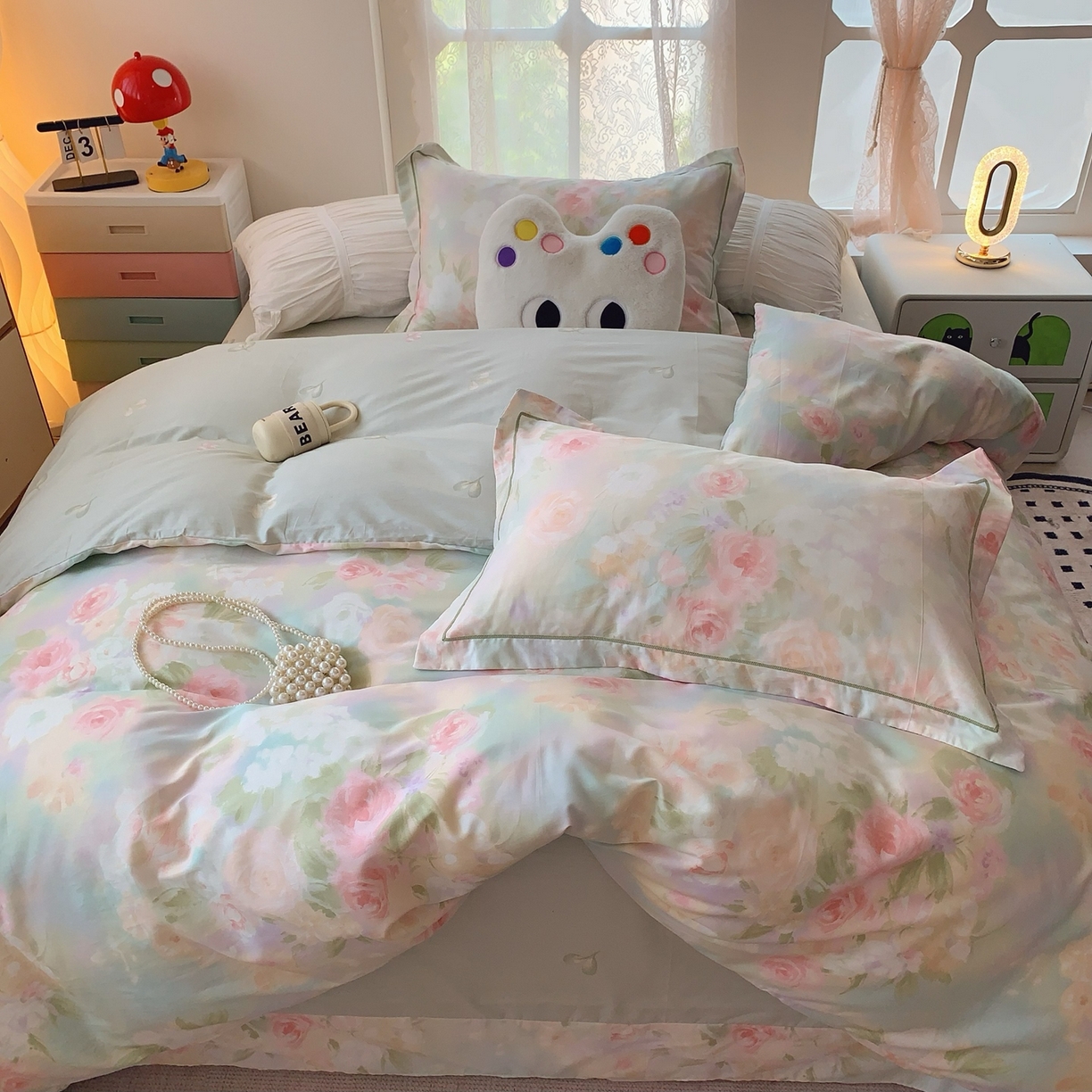 91家纺网 家纺一手货源 找家纺 莱豫家纺 2025新款全棉纯棉小清新印花四件套-第二波 花影