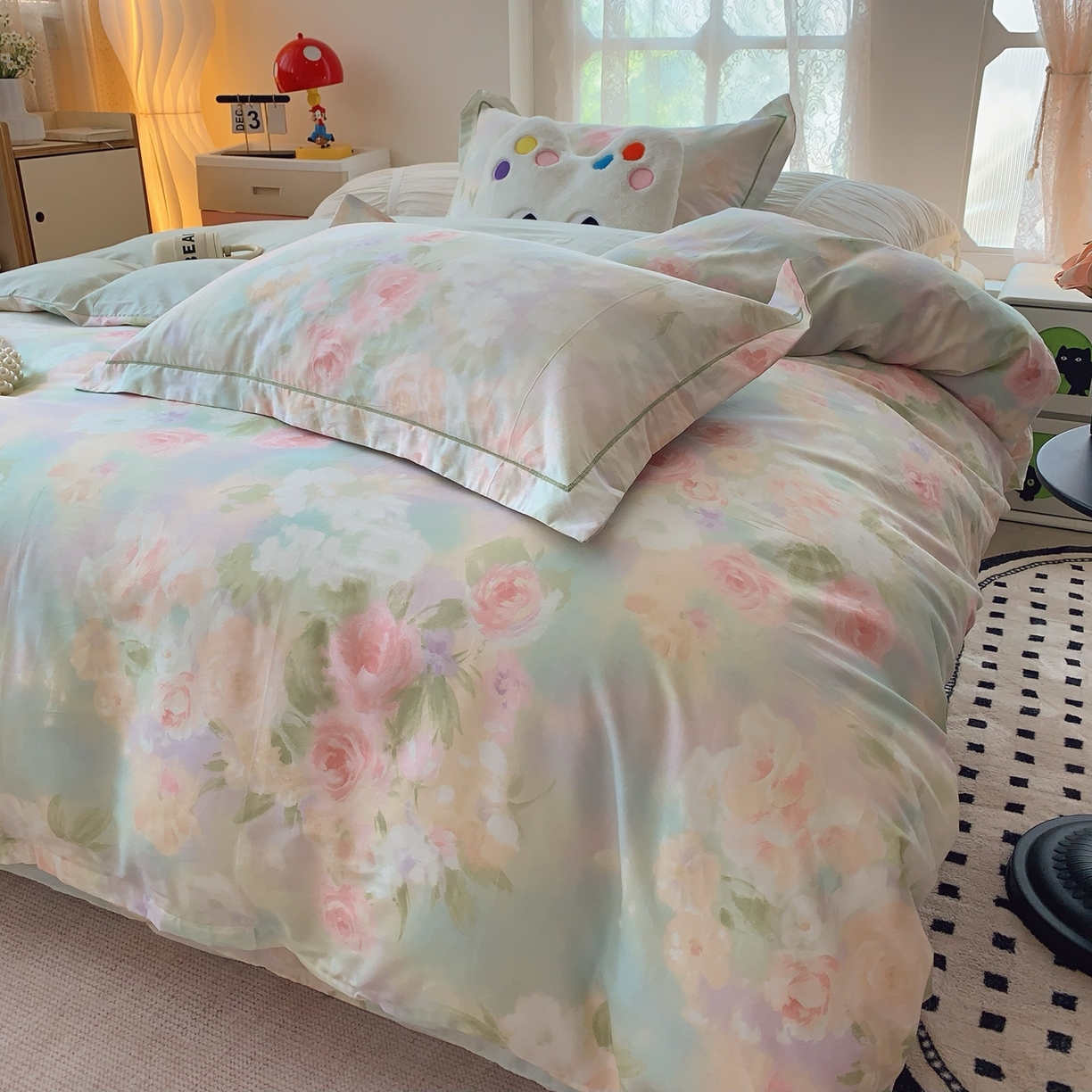 91家纺网 家纺一手货源 找家纺 莱豫家纺 2025新款全棉纯棉小清新印花四件套-第二波 花影