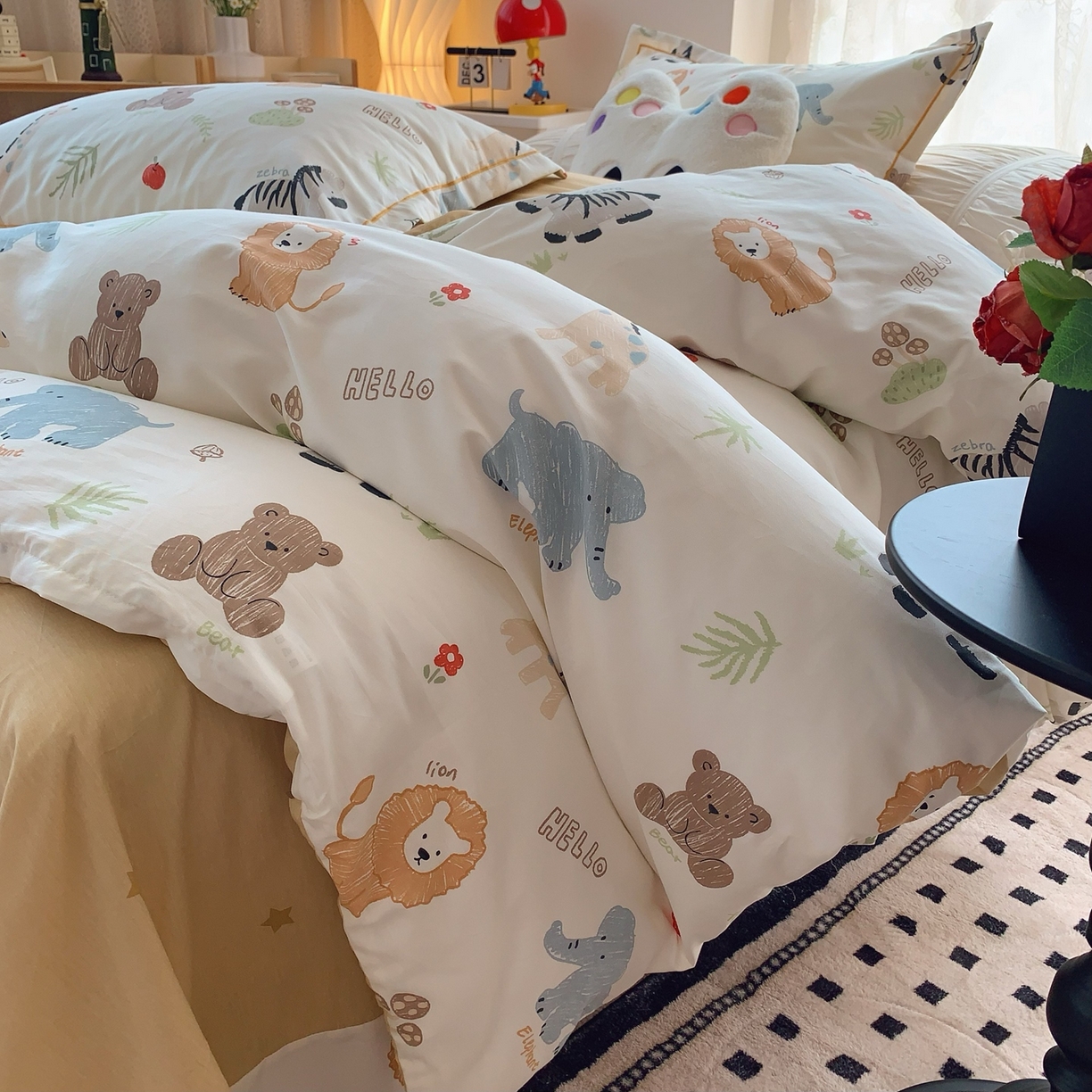 莱豫家纺 2025新款全棉纯棉小清新印花四件套-第二波 动物园