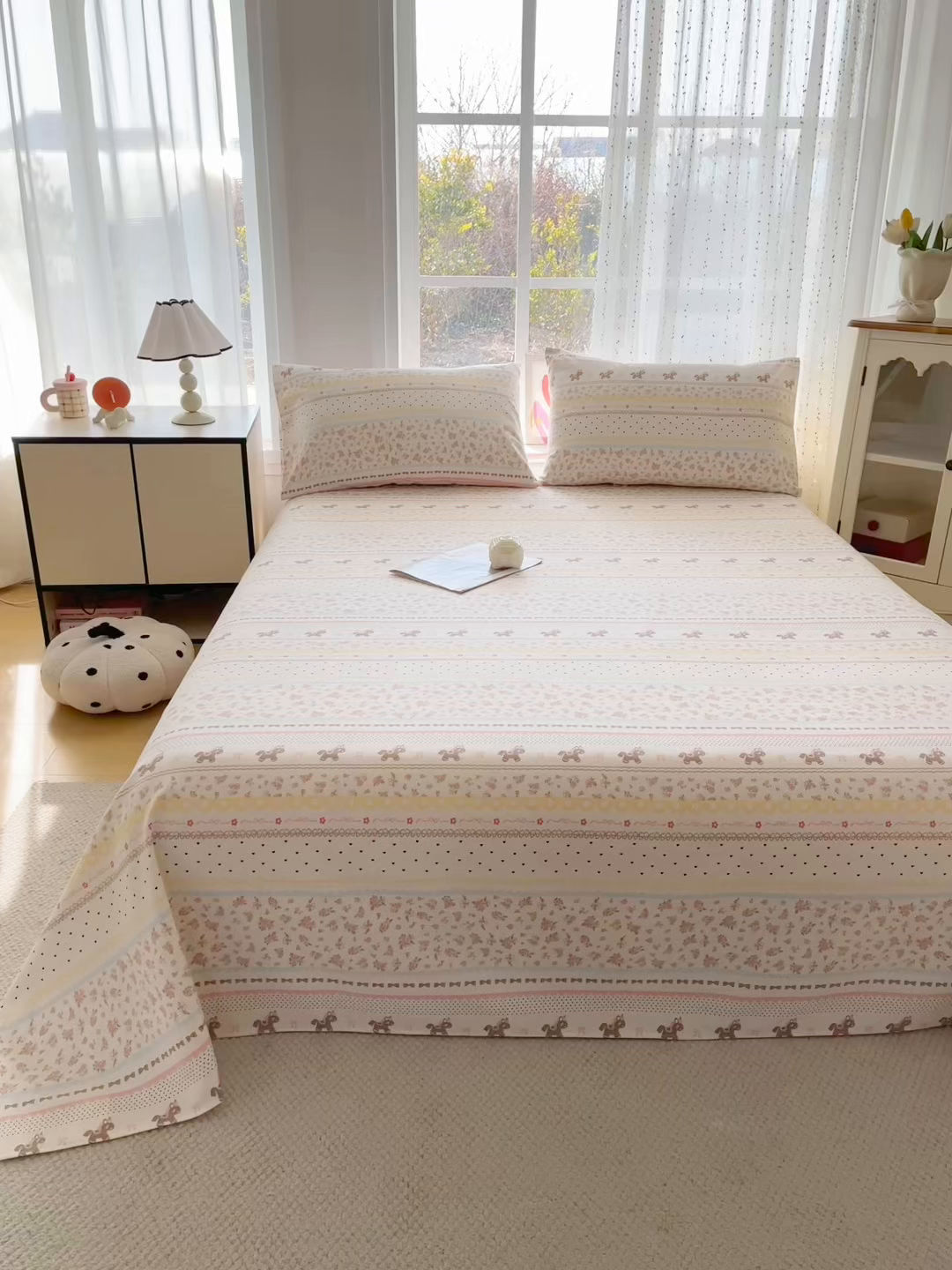 91家纺网 家纺一手货源 找家纺 首爱家纺 2026春夏新款100%全棉纯棉老粗布床单凉席席子 小红马