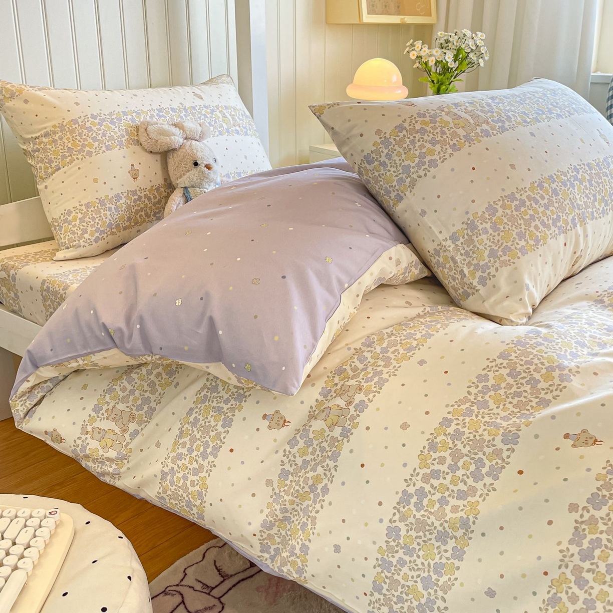 91家纺网 家纺一手货源 找家纺 女子家纺 2026新款春夏13070印花床笠单品床笠床笠单件 小熊温蒂