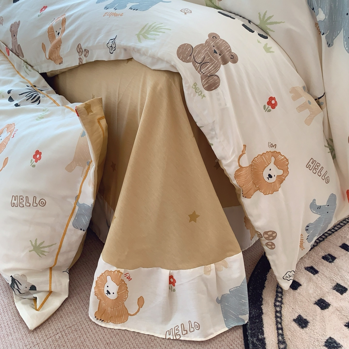 91家纺网 家纺一手货源 找家纺 莱豫家纺 2025新款全棉纯棉小清新印花四件套-第二波 动物园