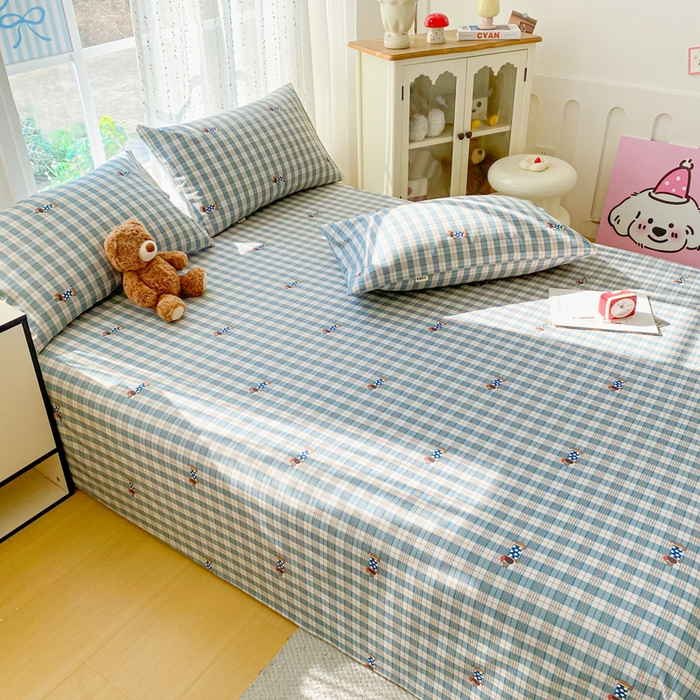 91家纺网 家纺一手货源 找家纺 首爱家纺 2026春夏新款100%全棉纯棉老粗布床单凉席席子 小萌狗