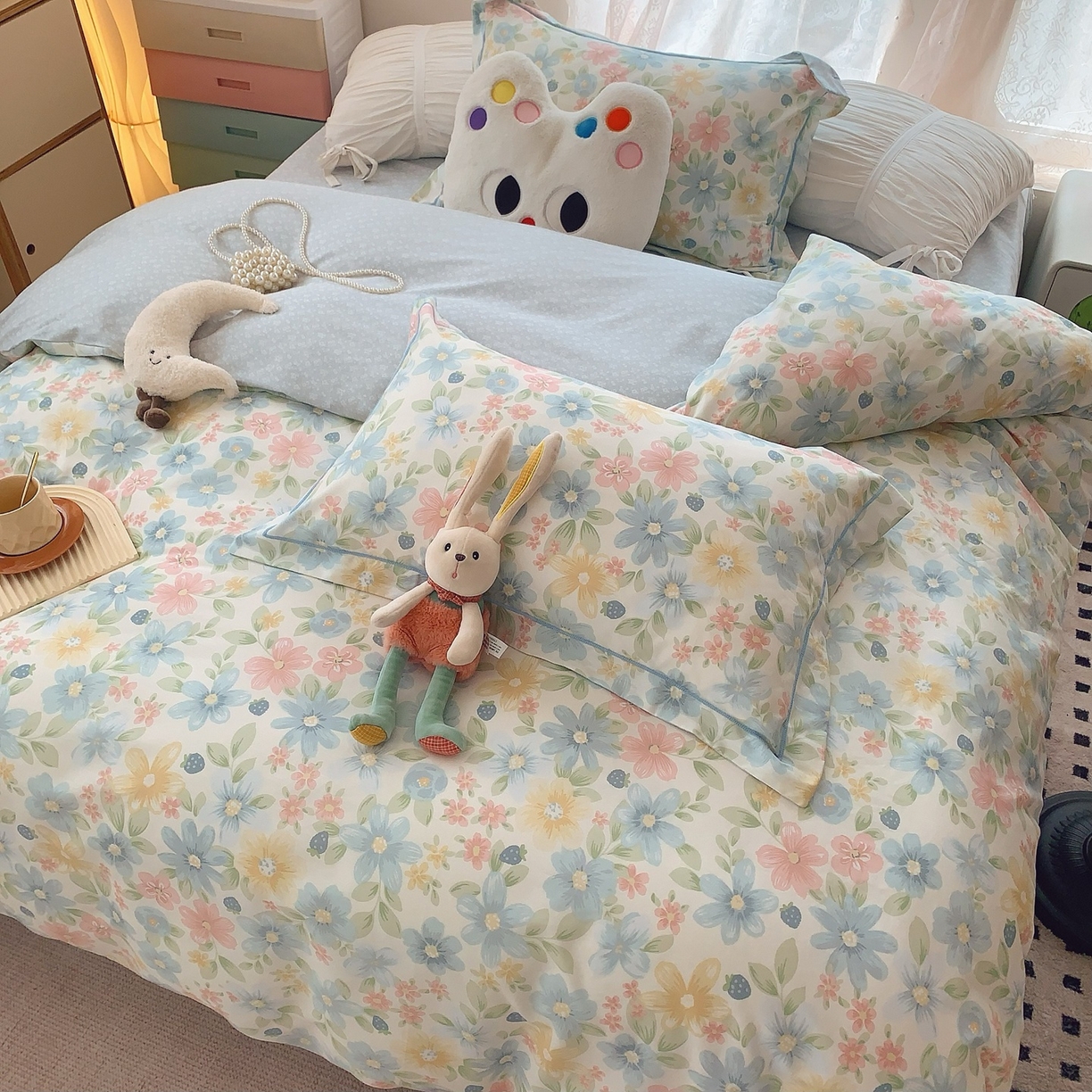 91家纺网 家纺一手货源 找家纺 莱豫家纺 2025新款全棉纯棉小清新印花四件套-第二波 春田花花