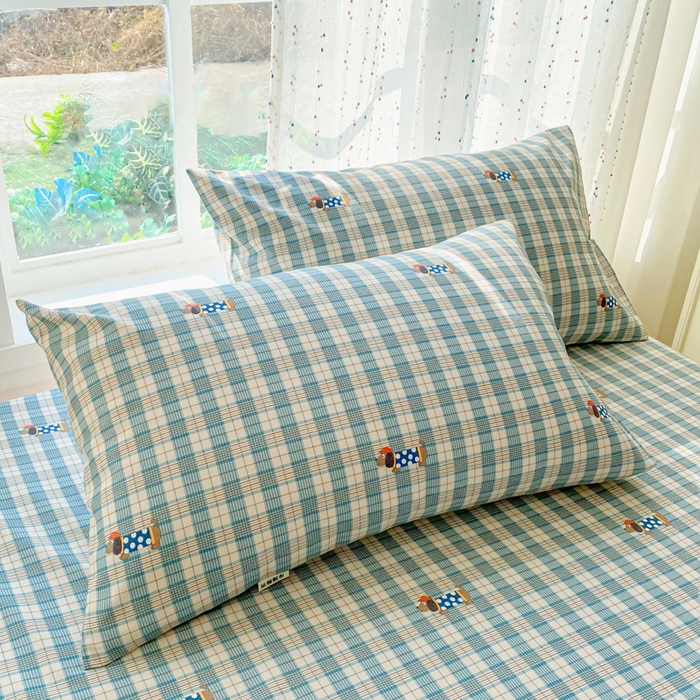 91家纺网 家纺一手货源 找家纺 首爱家纺 2026春夏新款100%全棉纯棉老粗布床单凉席席子 小萌狗