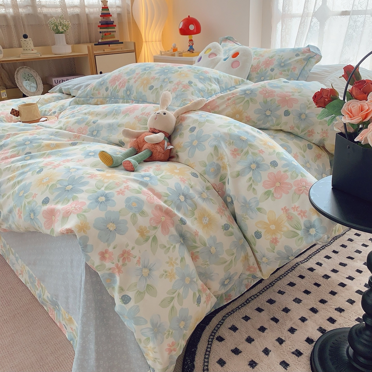 91家纺网 家纺一手货源 找家纺 莱豫家纺 2025新款全棉纯棉小清新印花四件套-第二波 春田花花