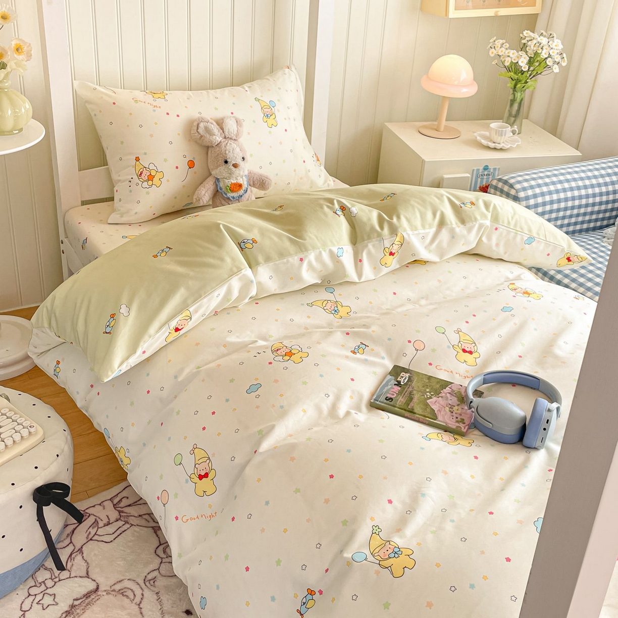 91家纺网 家纺一手货源 找家纺 女子家纺 2026新款春夏13070印花床笠单品床笠床笠单件 星星小熊