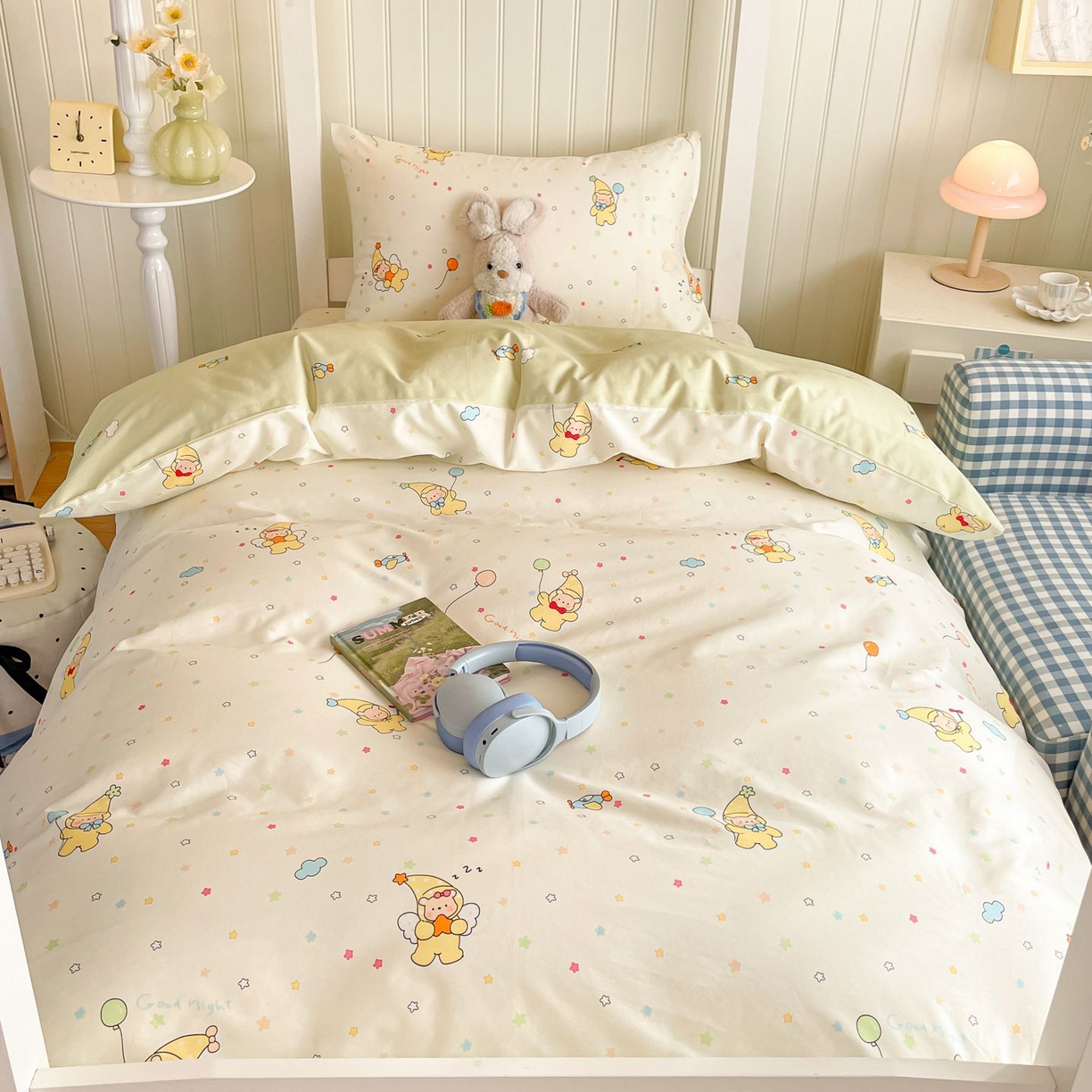 91家纺网 家纺一手货源 找家纺 女子家纺 2026新款春夏13070印花床笠单品床笠床笠单件 星星小熊