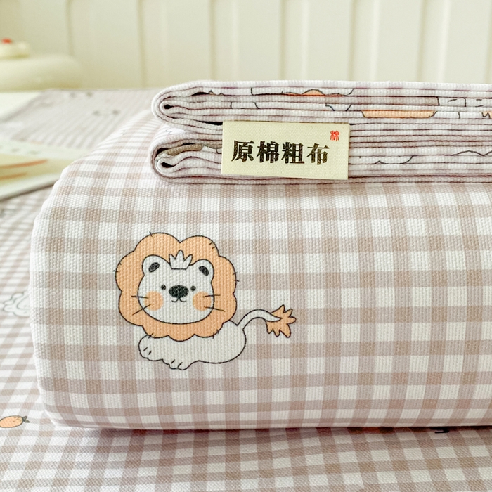 91家纺网 家纺一手货源 找家纺 首爱家纺 2026春夏新款100%全棉纯棉老粗布床单凉席席子 小狮子