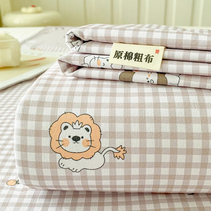 91家纺网 家纺一手货源 找家纺 首爱家纺 2026春夏新款100%全棉纯棉老粗布床单凉席席子 小狮子