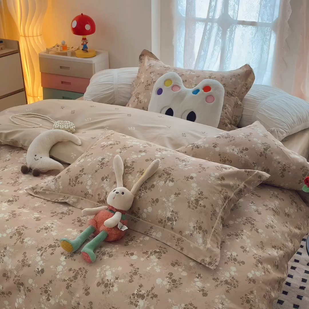 91家纺网 家纺一手货源 找家纺 莱豫家纺 2025新款全棉纯棉小清新印花四件套-第二波 安之若素