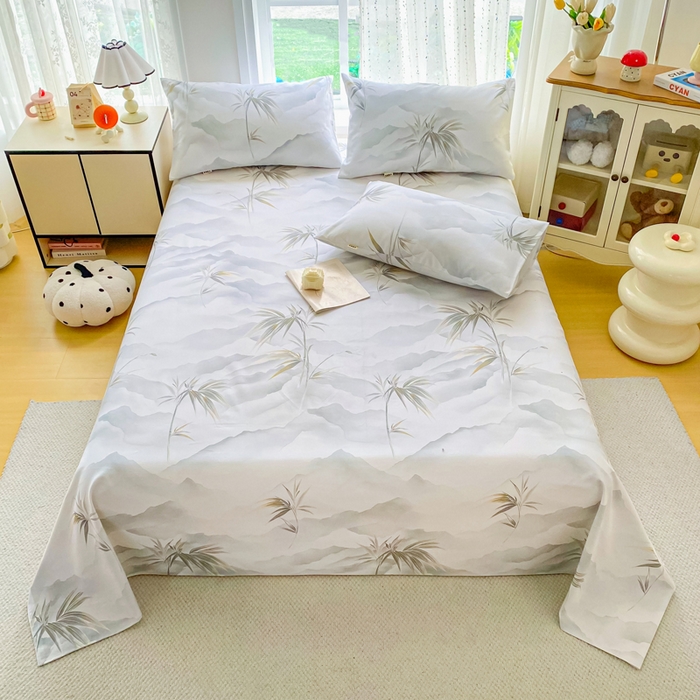 91家纺网 家纺一手货源 找家纺 首爱家纺 2026春夏新款100%全棉纯棉老粗布床单凉席席子 竹影