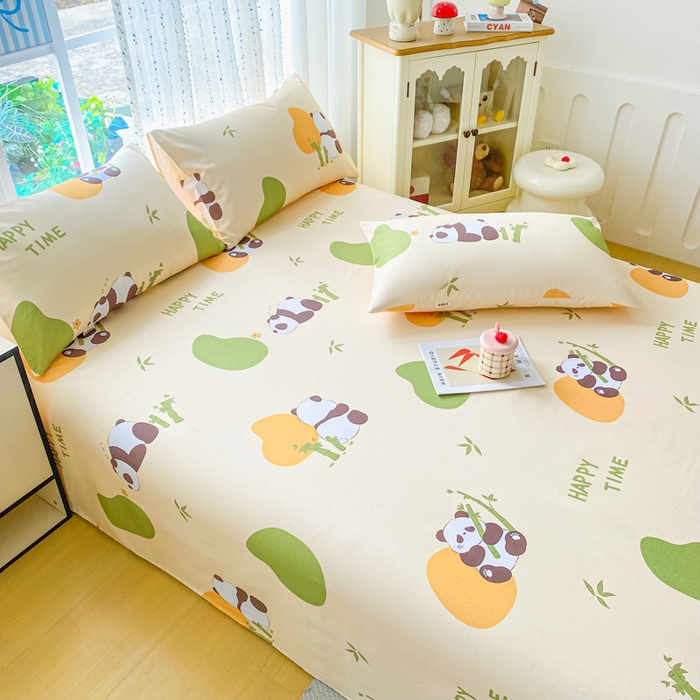 91家纺网 家纺一手货源 找家纺 首爱家纺 2026春夏新款100%全棉纯棉老粗布床单凉席席子 竹子熊猫