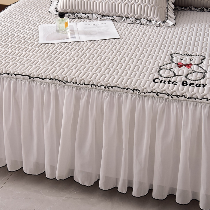 91家纺网 家纺一手货源 找家纺 炫拼家纺 2026新款coco熊床裙款乳胶凉席 coco熊-珍珠灰