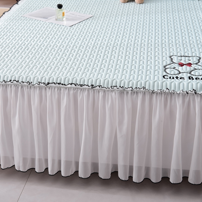 91家纺网 家纺一手货源 找家纺 炫拼家纺 2026新款coco熊床裙款乳胶凉席 coco熊-冰雪蓝