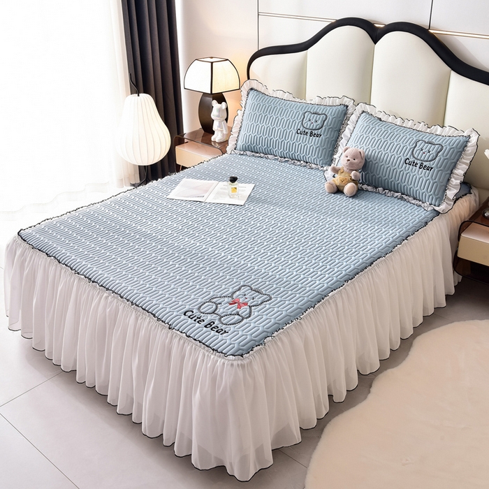 91家纺网 家纺一手货源 找家纺 炫拼家纺 2026新款coco熊床裙款乳胶凉席 coco熊-宾利蓝