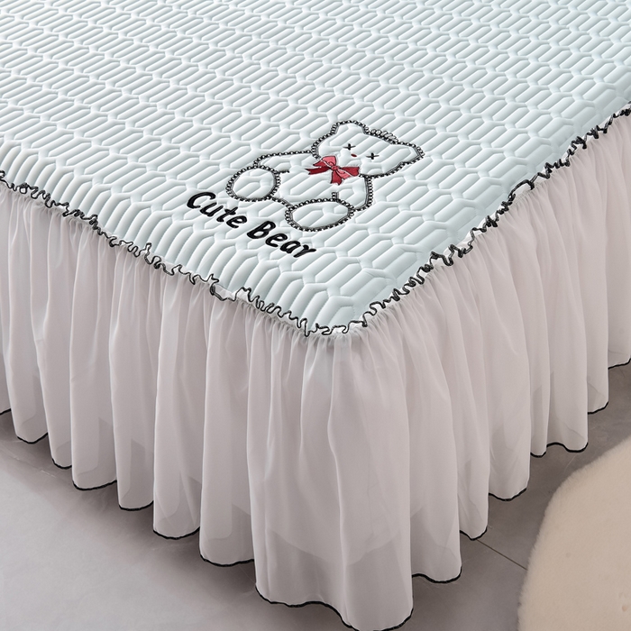 91家纺网 家纺一手货源 找家纺 炫拼家纺 2026新款coco熊床裙款乳胶凉席 coco熊-冰雪蓝