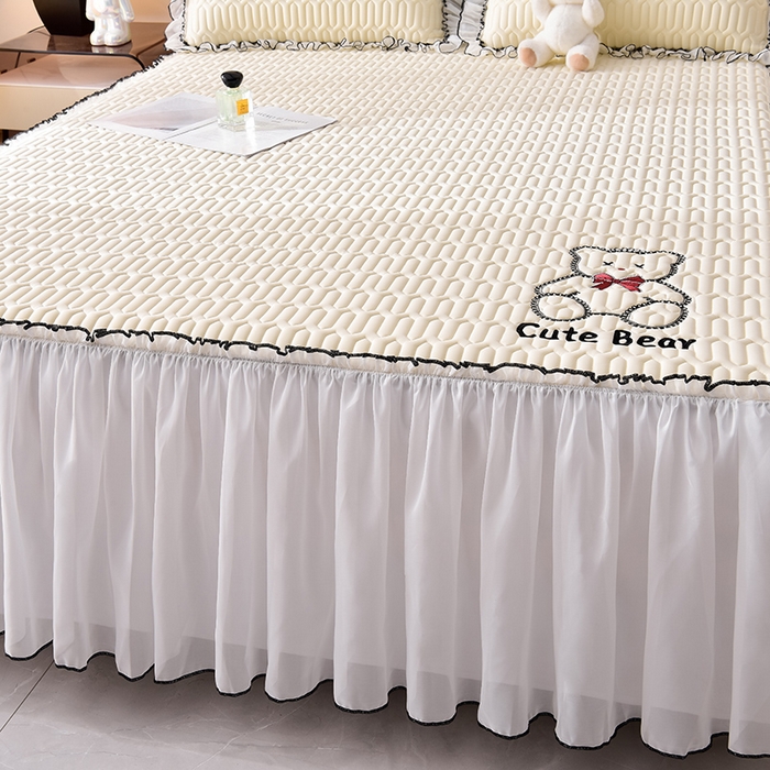 91家纺网 家纺一手货源 找家纺 炫拼家纺 2026新款coco熊床裙款乳胶凉席 coco熊-玉石白