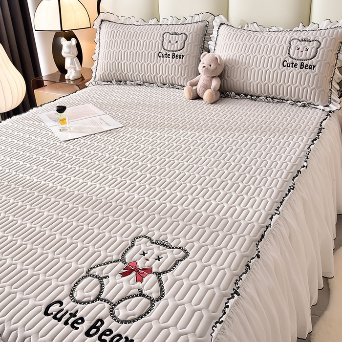 91家纺网 家纺一手货源 找家纺 炫拼家纺 2026新款coco熊床裙款乳胶凉席 coco熊-珍珠灰