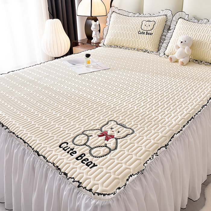 91家纺网 家纺一手货源 找家纺 炫拼家纺 2026新款coco熊床裙款乳胶凉席 coco熊-玉石白