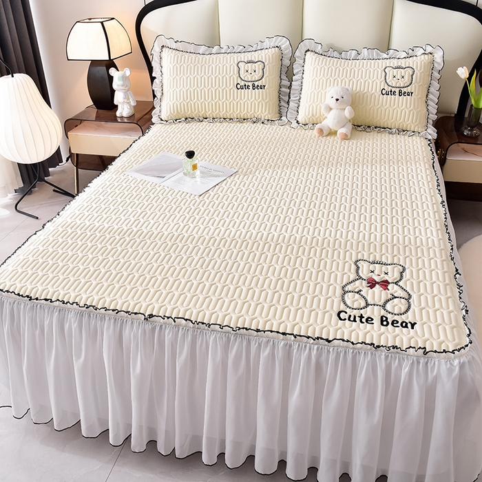 91家纺网 家纺一手货源 找家纺 炫拼家纺 2026新款coco熊床裙款乳胶凉席 coco熊-玉石白