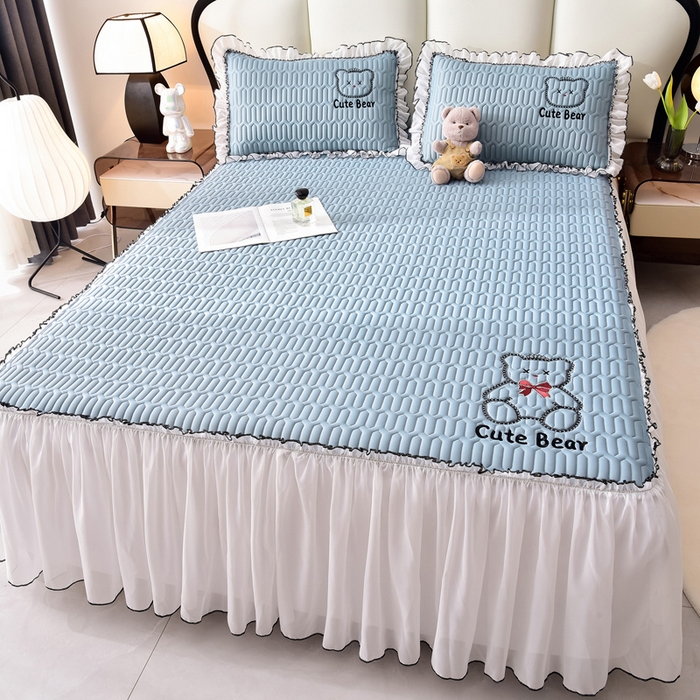 91家纺网 家纺一手货源 找家纺 炫拼家纺 2026新款coco熊床裙款乳胶凉席 coco熊-宾利蓝