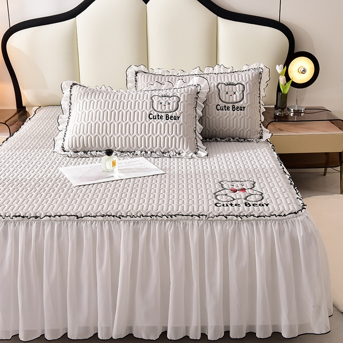 91家纺网 家纺一手货源 找家纺 炫拼家纺 2026新款coco熊床裙款乳胶凉席 coco熊-珍珠灰