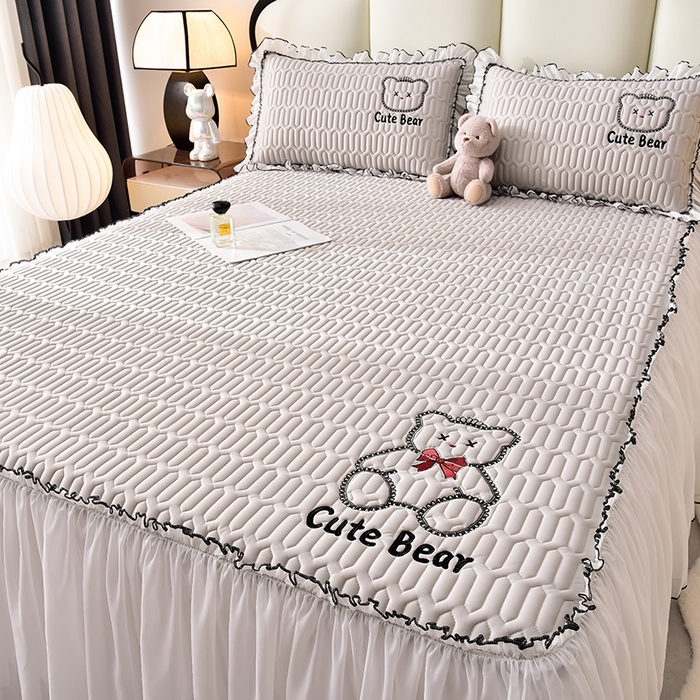 91家纺网 家纺一手货源 找家纺 炫拼家纺 2026新款coco熊床裙款乳胶凉席 coco熊-珍珠灰