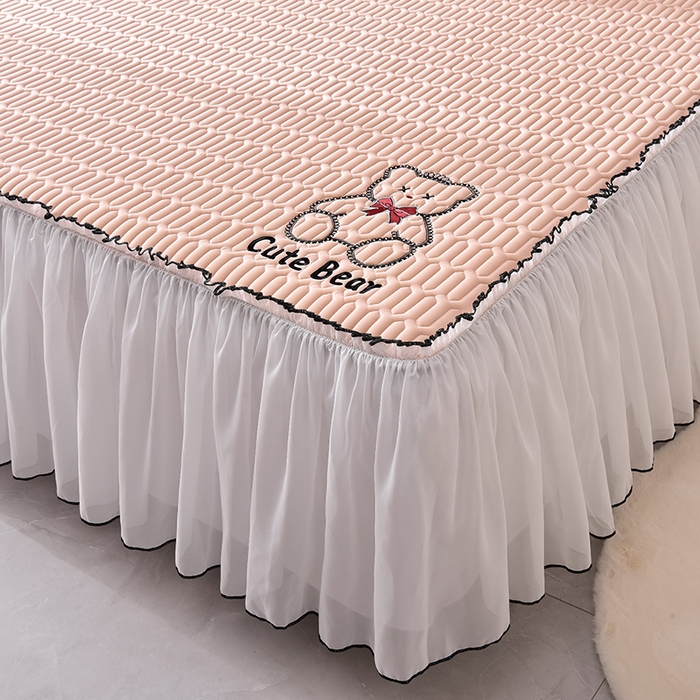 91家纺网 家纺一手货源 找家纺 炫拼家纺 2026新款coco熊床裙款乳胶凉席 coco熊-香妃粉