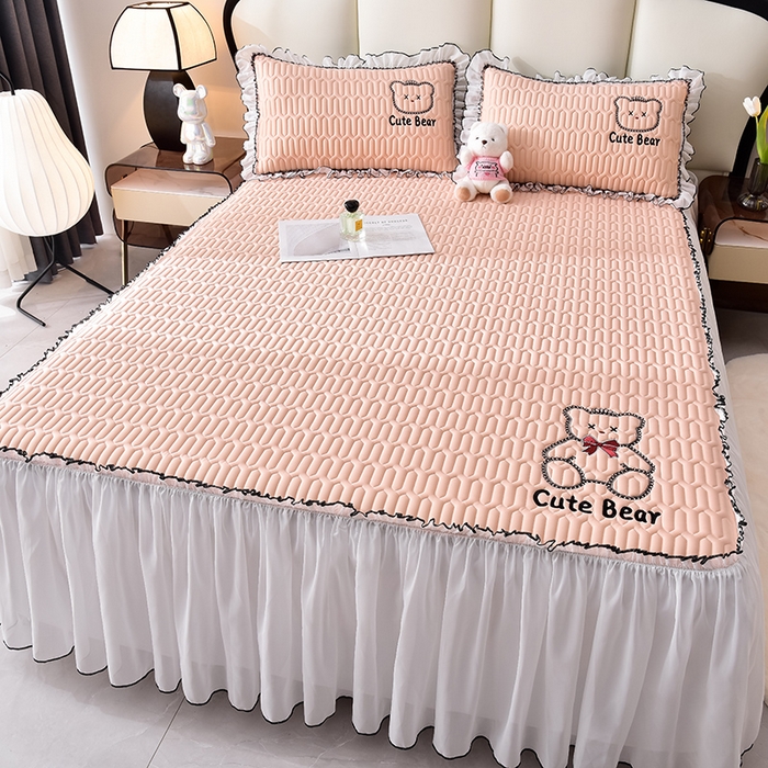 91家纺网 家纺一手货源 找家纺 炫拼家纺 2026新款coco熊床裙款乳胶凉席 coco熊-香妃粉