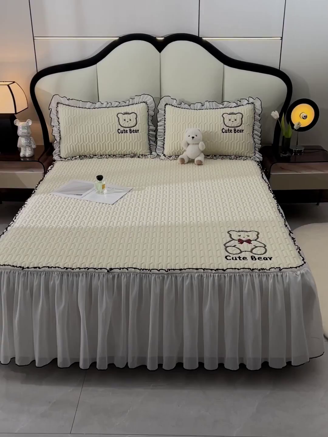 91家纺网 家纺一手货源 找家纺 炫拼家纺 2026新款coco熊床裙款乳胶凉席 coco熊-玉石白