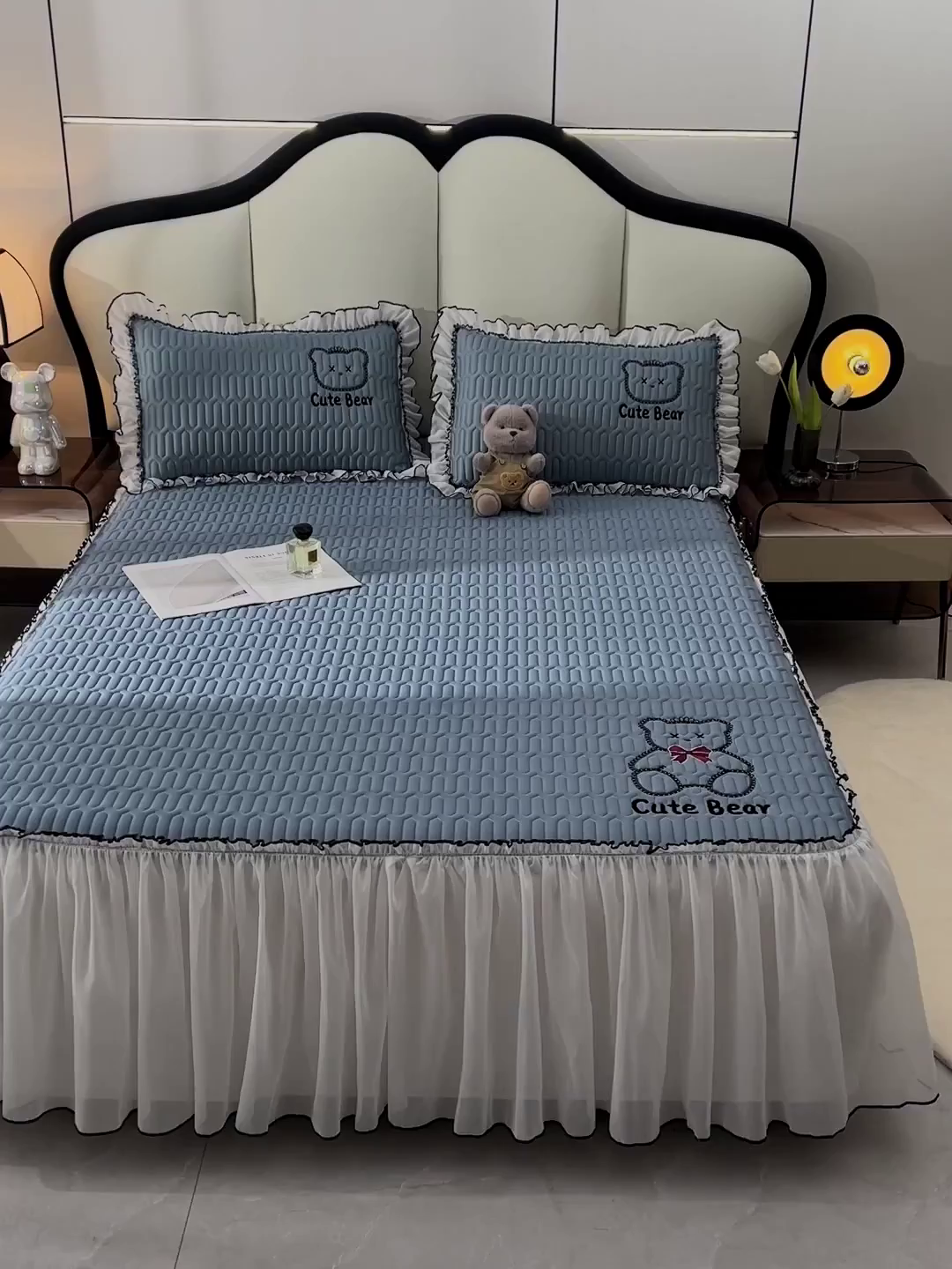 91家纺网 家纺一手货源 找家纺 炫拼家纺 2026新款coco熊床裙款乳胶凉席 coco熊-宾利蓝