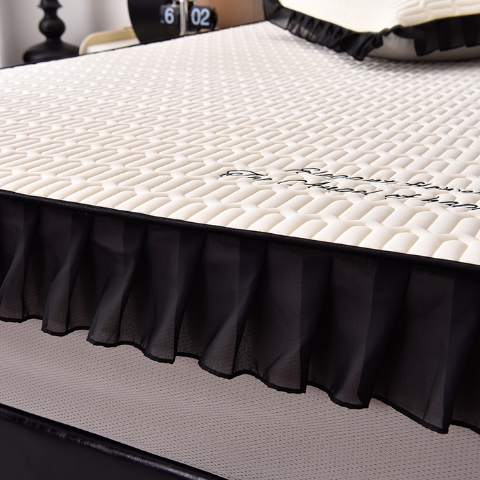 91家纺网 家纺一手货源 找家纺 炫拼家纺 2026新款A类凉感丝花边床笠款乳胶凉席-法式玫瑰 法式玫瑰-玉石白