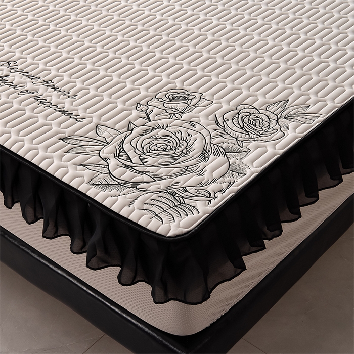 91家纺网 家纺一手货源 找家纺 （总）炫拼家纺 2026新款A类凉感丝花边床笠款乳胶凉席-法式玫瑰