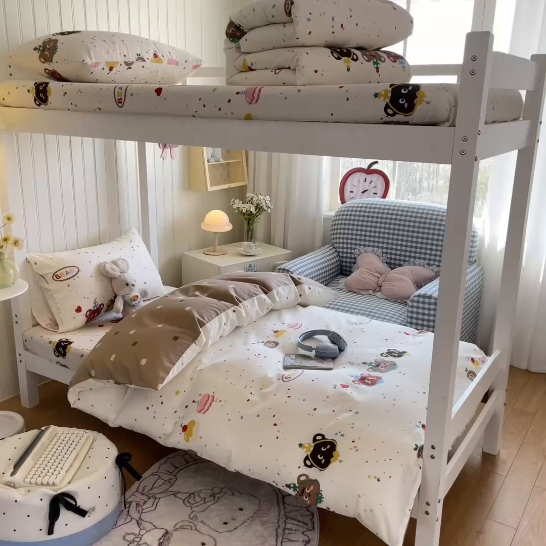 91家纺网 家纺一手货源 找家纺 女子家纺 2026新款春夏13070印花床笠单品床笠床笠单件 快乐熊仔