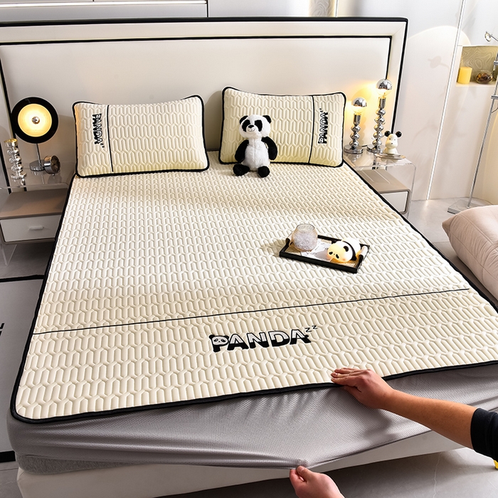 91家纺网 家纺一手货源 找家纺 炫拼家纺 2026新款Hpanda床笠款凉感丝乳胶凉席 Hipanda-玉石白