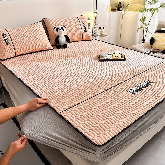 91家纺网 家纺一手货源 找家纺 炫拼家纺 2026新款Hpanda床笠款凉感丝乳胶凉席 Hipanda-香妃粉