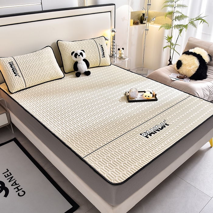 91家纺网 家纺一手货源 找家纺 炫拼家纺 2026新款Hpanda床笠款凉感丝乳胶凉席 Hipanda-玉石白