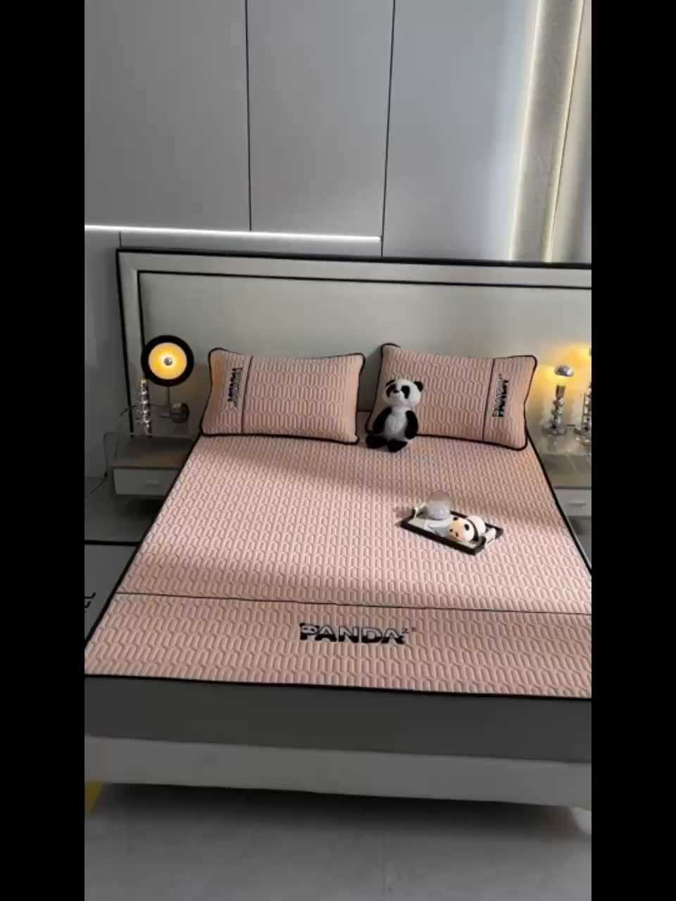 91家纺网 家纺一手货源 找家纺 炫拼家纺 2026新款Hpanda床笠款凉感丝乳胶凉席 Hipanda-香妃粉