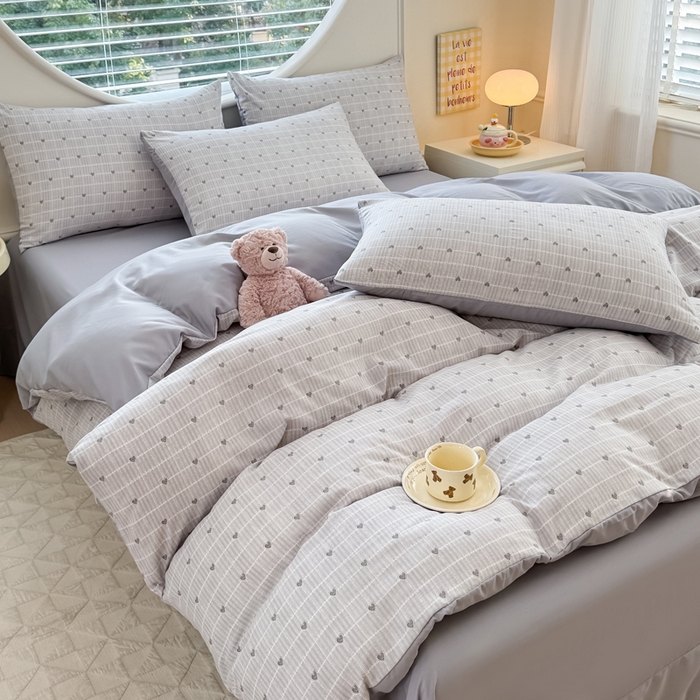 91家纺网 家纺一手货源 找家纺 （总）爱多多家居 2026新款双层纱针织棉印花四件套