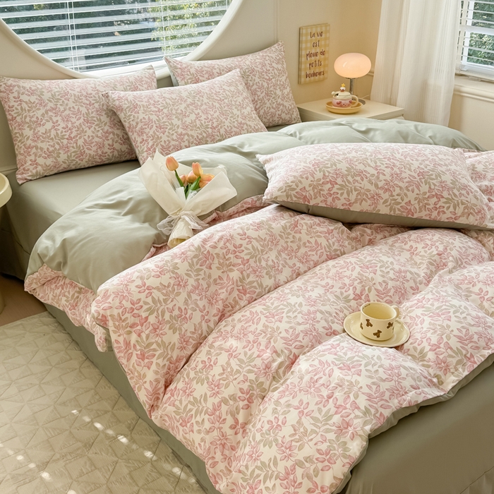 91家纺网 家纺一手货源 找家纺 （总）爱多多家居 2026新款双层纱针织棉印花四件套