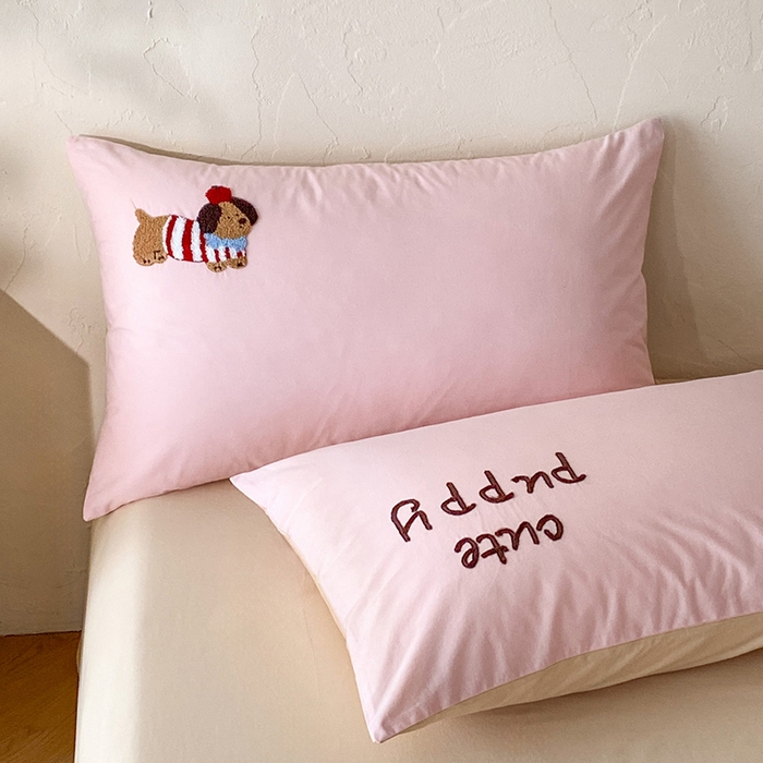 91家纺网 家纺一手货源 找家纺 拼社家纺 2026新款A类母婴级全棉纯棉水洗棉四件套毛巾绣纯棉四件套床上用品提供买家秀 萌宠派对-桃粉