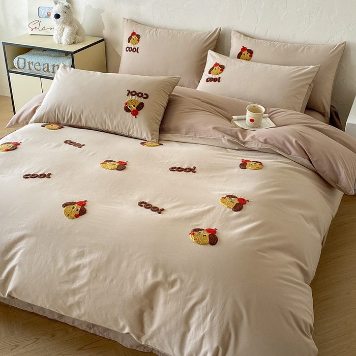 91家纺网 家纺一手货源 找家纺 拼社家纺 2026新款A类母婴级全棉纯棉水洗棉四件套毛巾绣纯棉四件套床上用品提供买家秀 cool小狗-米咖