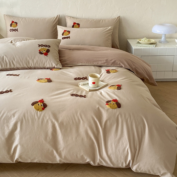 91家纺网 家纺一手货源 找家纺 拼社家纺 2026新款A类母婴级全棉纯棉水洗棉四件套毛巾绣纯棉四件套床上用品提供买家秀 cool小狗-米咖