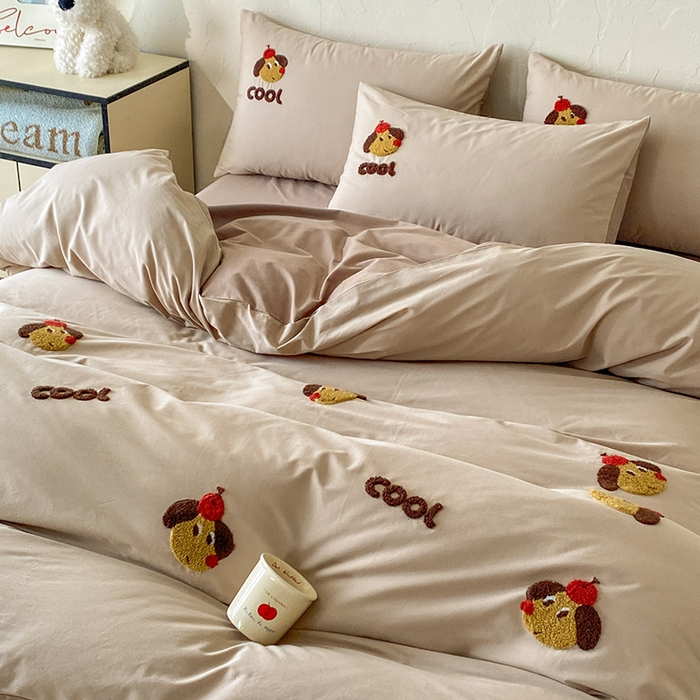 91家纺网 家纺一手货源 找家纺 拼社家纺 2026新款A类母婴级全棉纯棉水洗棉四件套毛巾绣纯棉四件套床上用品提供买家秀 cool小狗-米咖