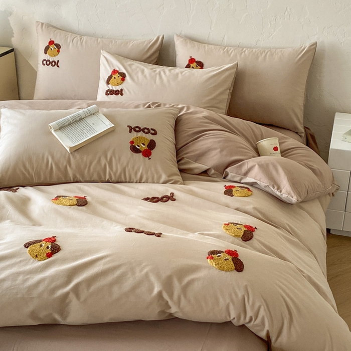 91家纺网 家纺一手货源 找家纺 拼社家纺 2026新款A类母婴级全棉纯棉水洗棉四件套毛巾绣纯棉四件套床上用品提供买家秀 cool小狗-米咖