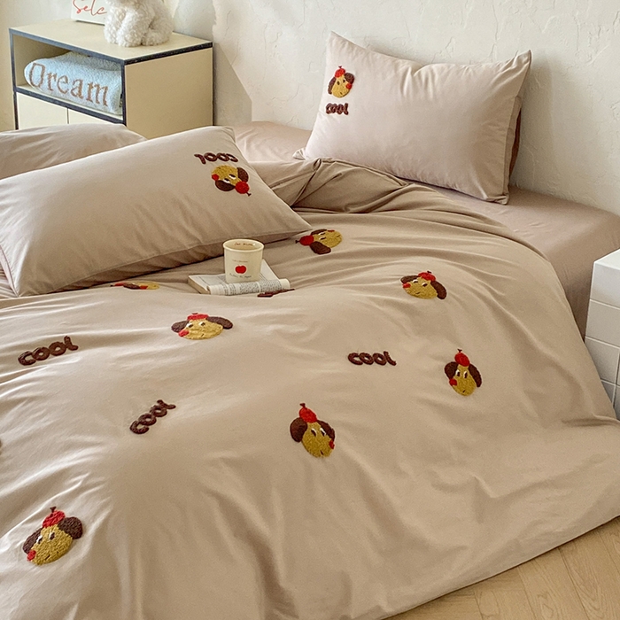 91家纺网 家纺一手货源 找家纺 拼社家纺 2026新款A类母婴级全棉纯棉水洗棉四件套毛巾绣纯棉四件套床上用品提供买家秀 cool小狗-米咖