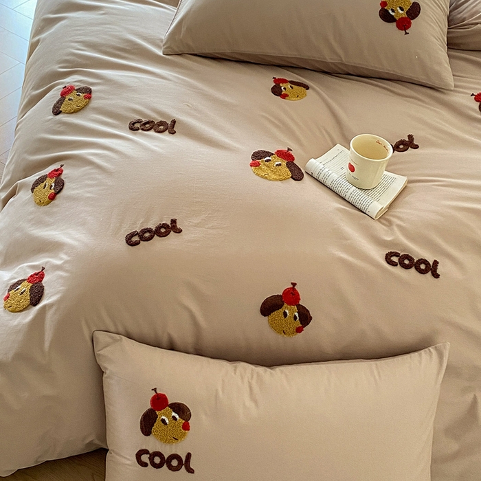 91家纺网 家纺一手货源 找家纺 拼社家纺 2026新款A类母婴级全棉纯棉水洗棉四件套毛巾绣纯棉四件套床上用品提供买家秀 cool小狗-米咖