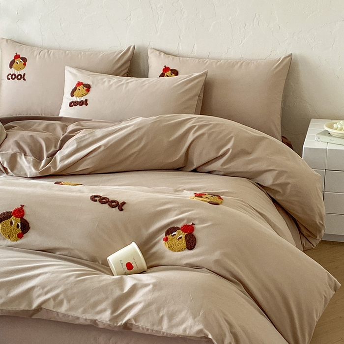 91家纺网 家纺一手货源 找家纺 拼社家纺 2026新款A类母婴级全棉纯棉水洗棉四件套毛巾绣纯棉四件套床上用品提供买家秀 cool小狗-米咖